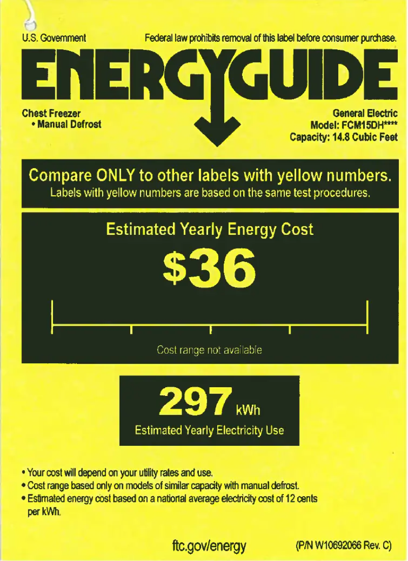 Página 1 del manual Etiqueta energética GE FCM15DHWW
