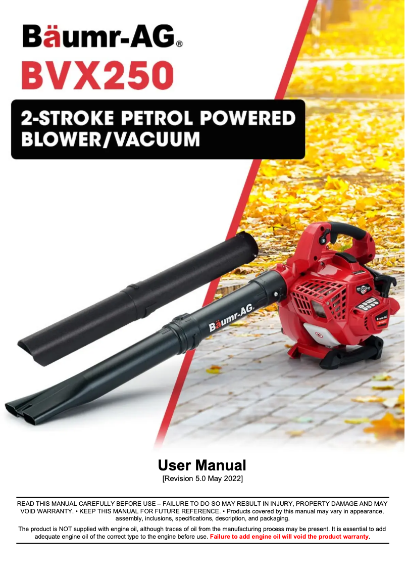 Page n°1 - Manuel utilisateur Baumr-AG BVX250