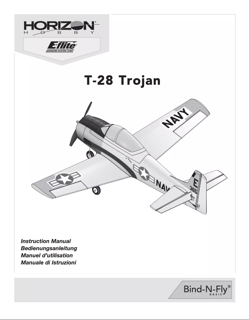 Page 1 de la notice Manuel utilisateur E-flite T-28 Trojan BNF Basic