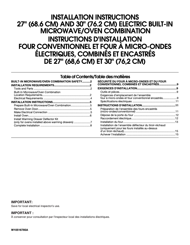 Page n°1 - Guide d'installation KitchenAid KEMS379BSS