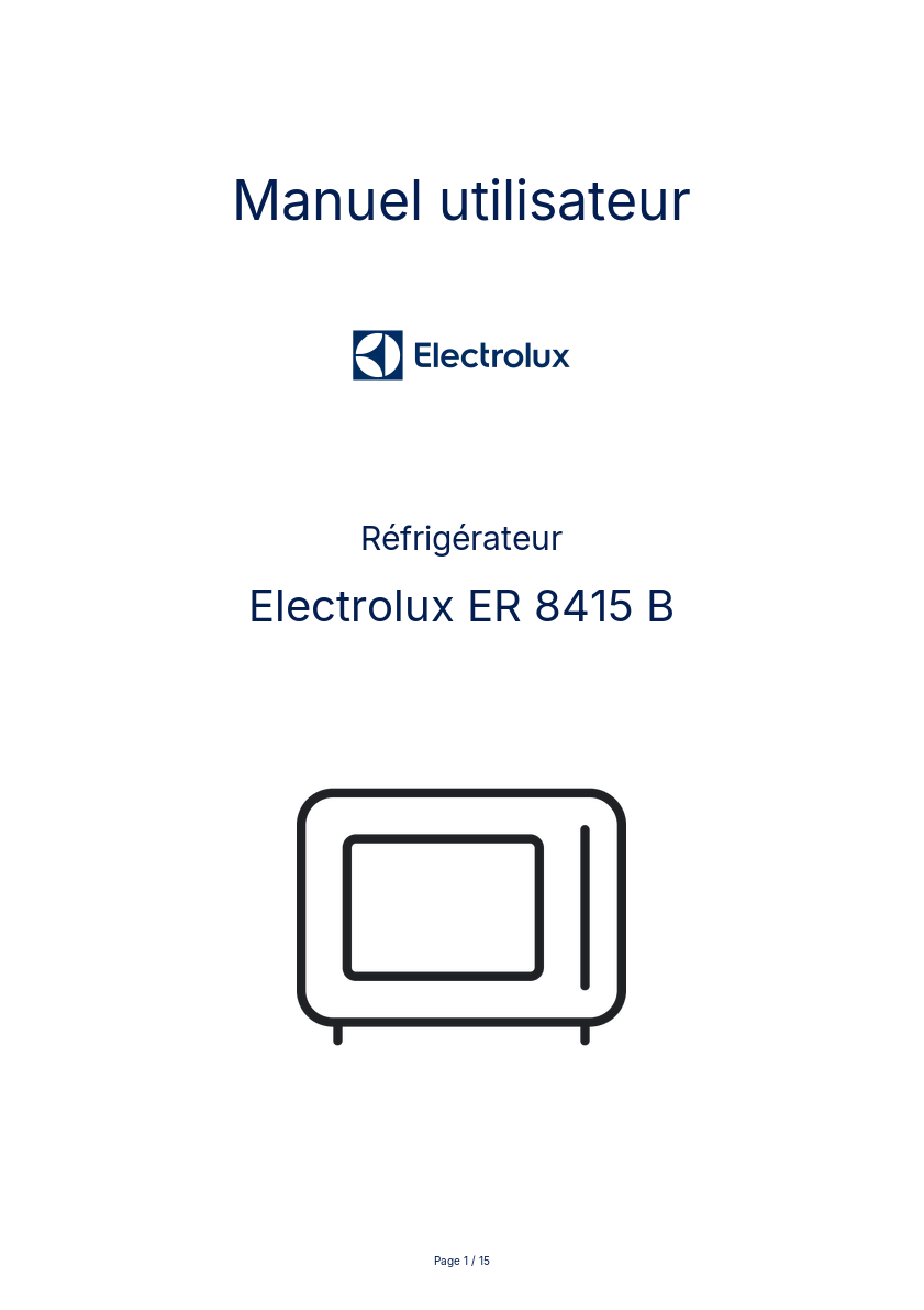 Page n°1 - Manuel utilisateur Electrolux ER 8415 B