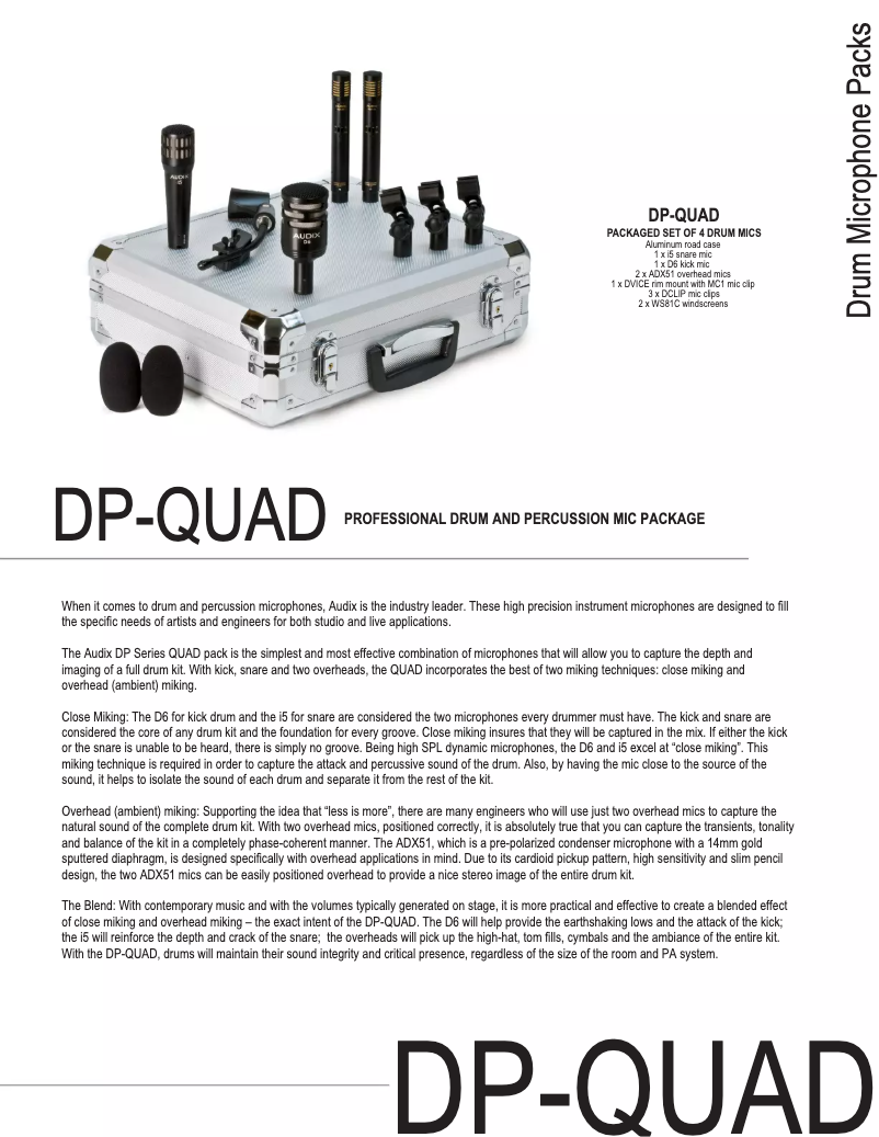 Page n°1 - Manuel utilisateur Audix DP-Quad