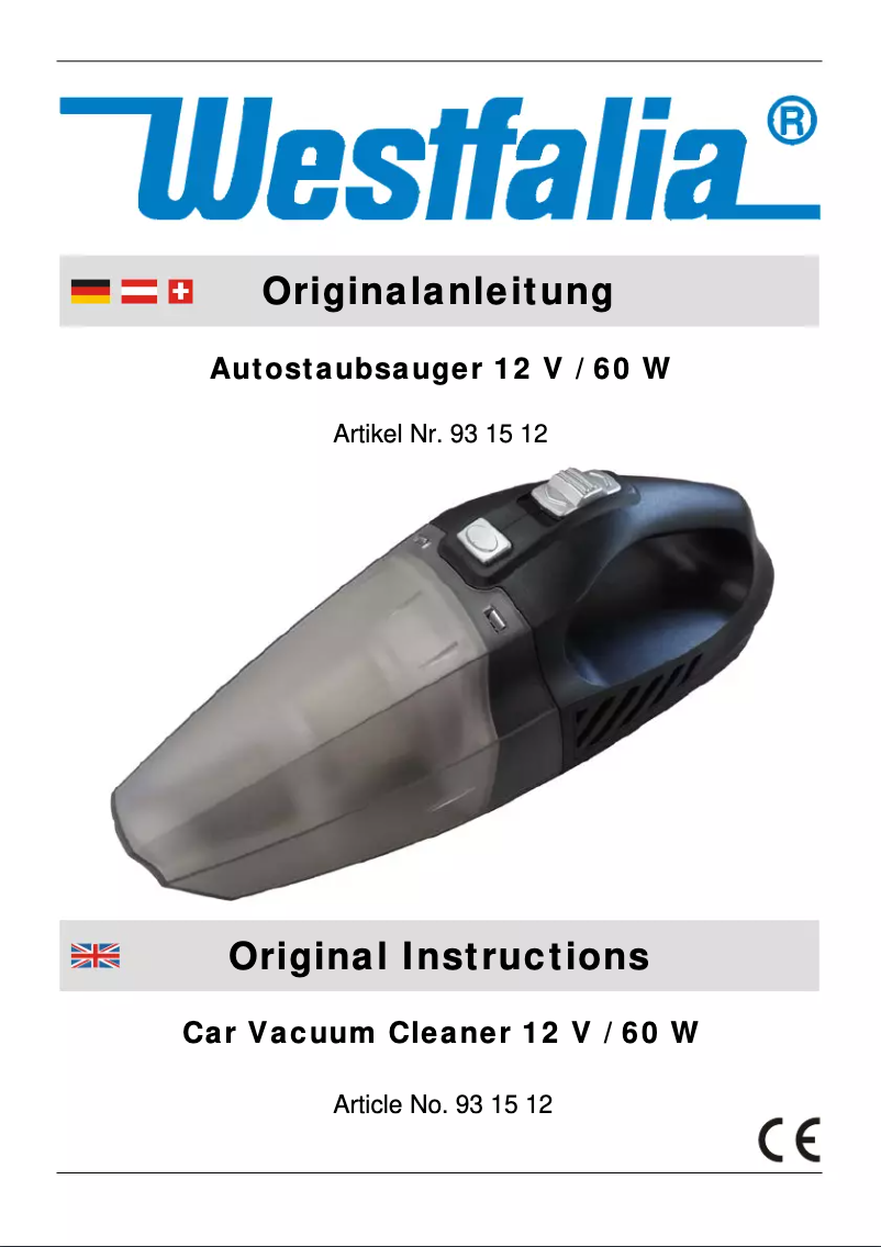 Page n°1 - Manuel utilisateur Westfalia 931512