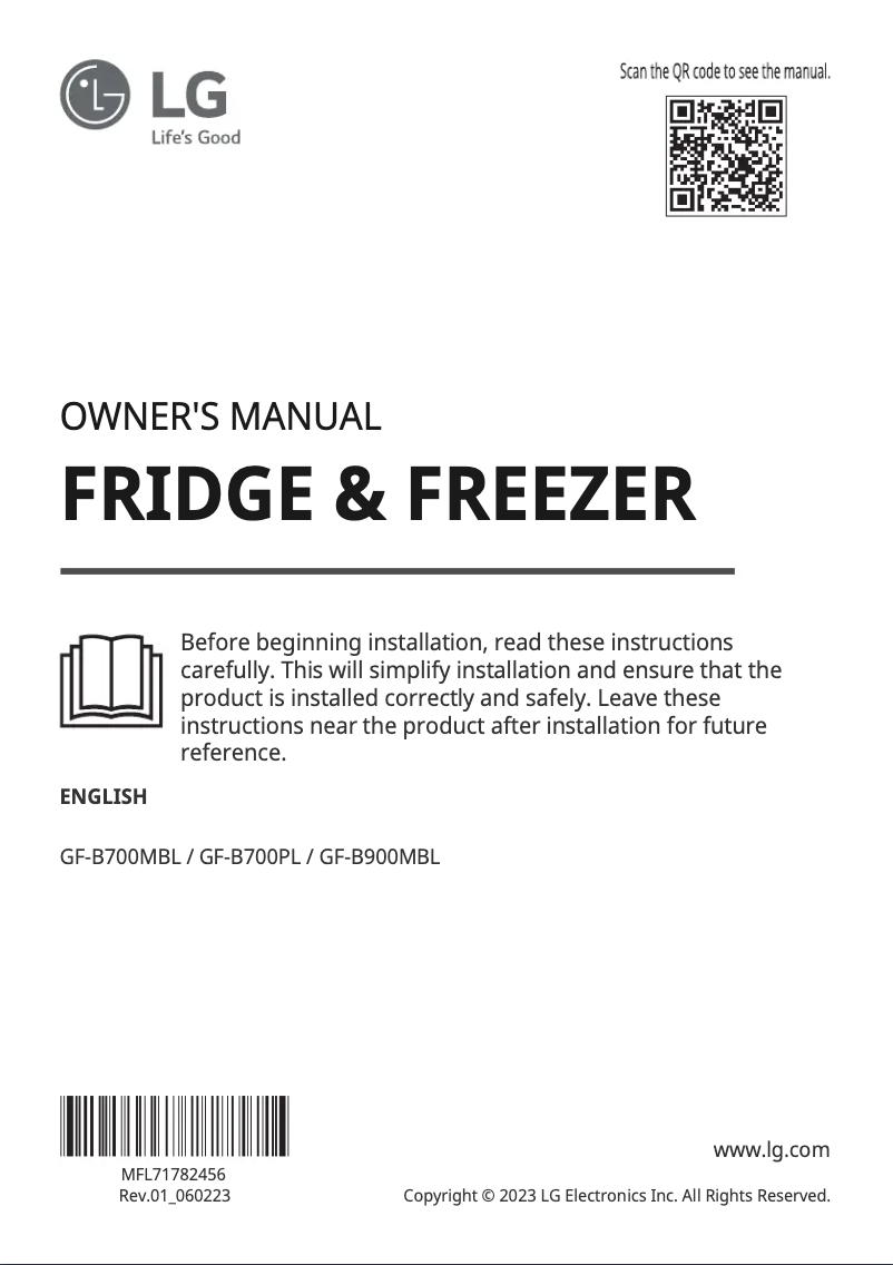 Page n°1 - Manuel utilisateur LG GF-B700PL