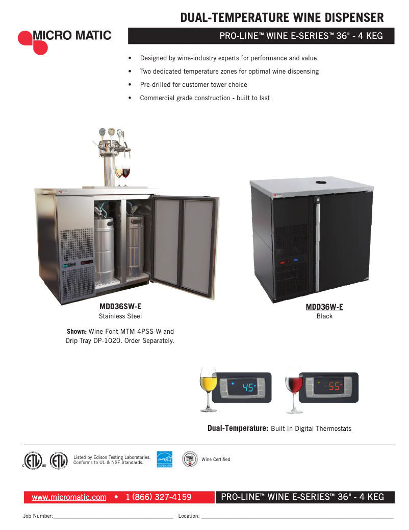 Page 1 de la notice Fiche technique Micro Matic MDD36SW-E