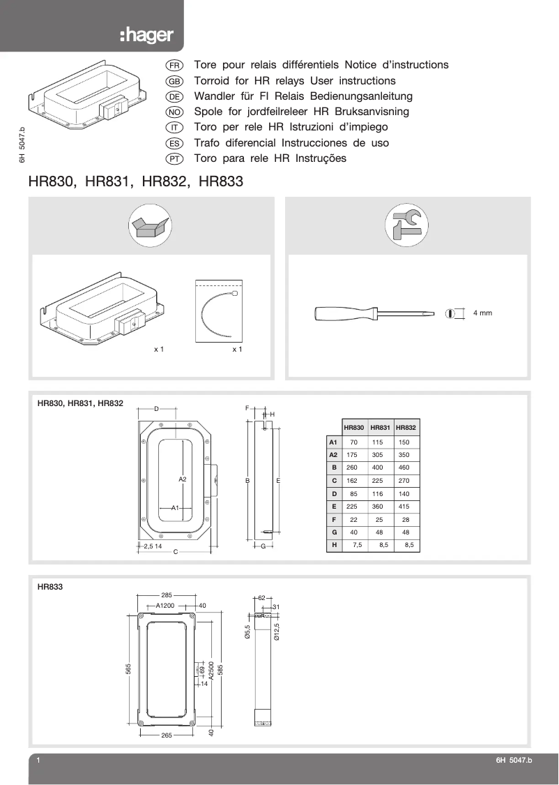 Image de la première page du manuel de l'appareil HR830