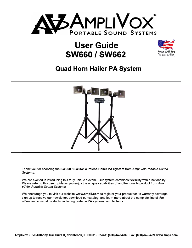 Page 1 de la notice Manuel utilisateur AmpliVox SW660