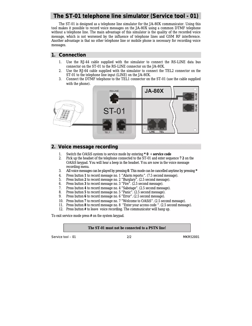 Image de la première page du manuel de l'appareil ST-01