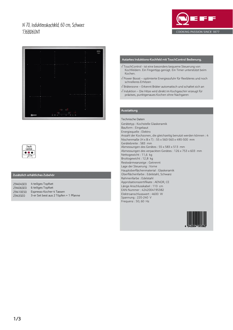 Image de la première page du manuel de l'appareil T36BD60N1