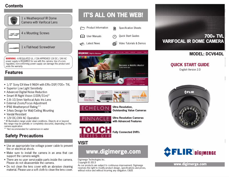 Page n°1 - Manuel utilisateur Digimerge Echelon DCV64DL