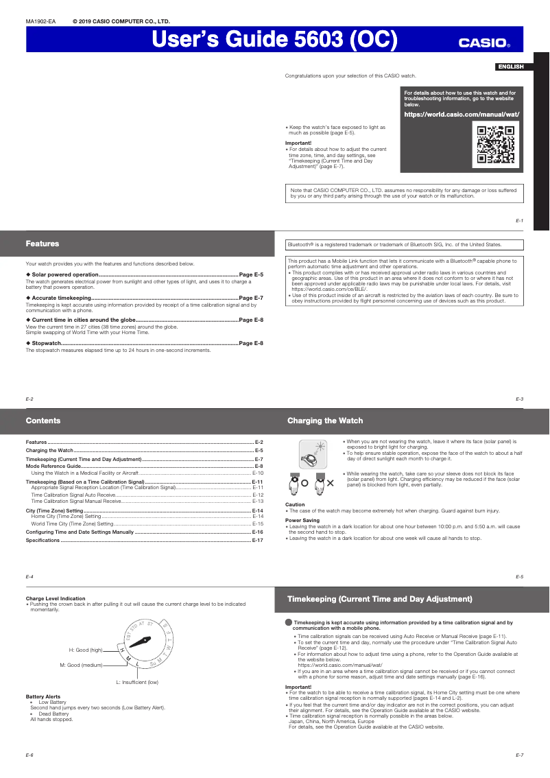Page 1 de la notice Guide de démarrage rapide Casio Baby-G BLX-560-3ER