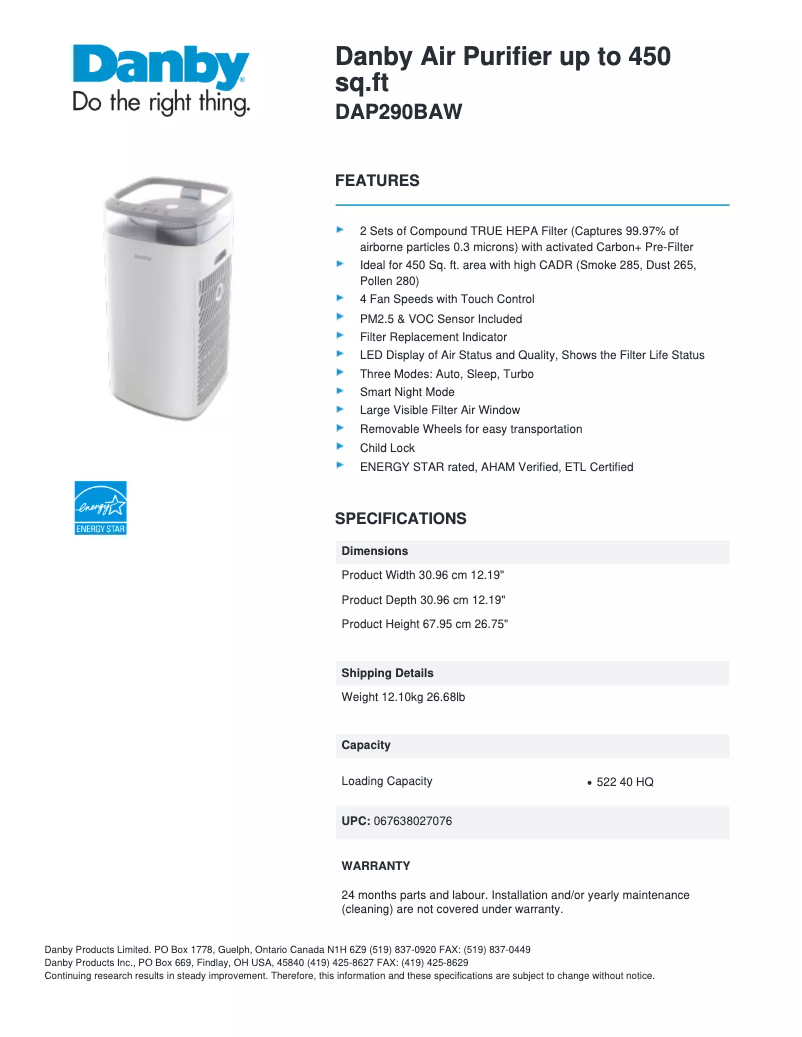 Imagen de la primera página del manual del dispositivo DAP290BAW