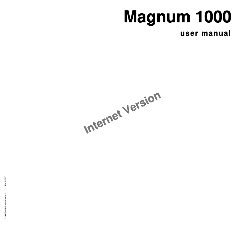 Image de la première page du manuel de l'appareil Magnum 1000