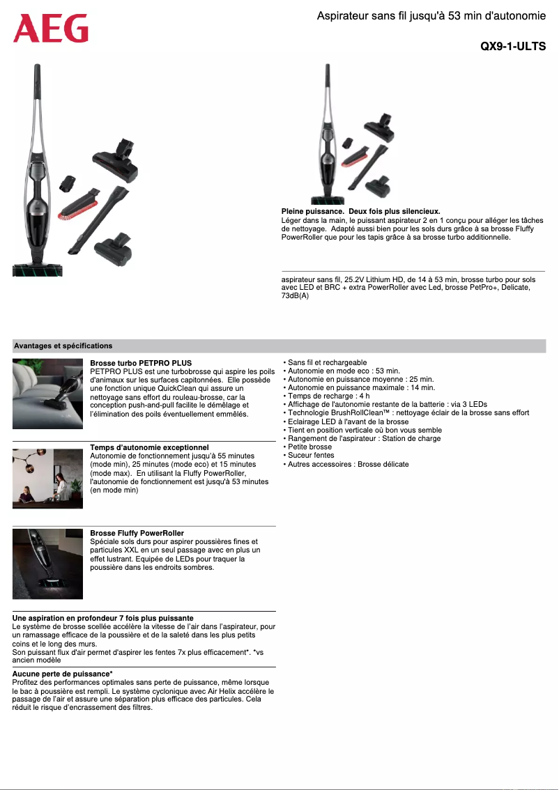 Page n°1 - Fiche technique AEG QX9-1-ULTS