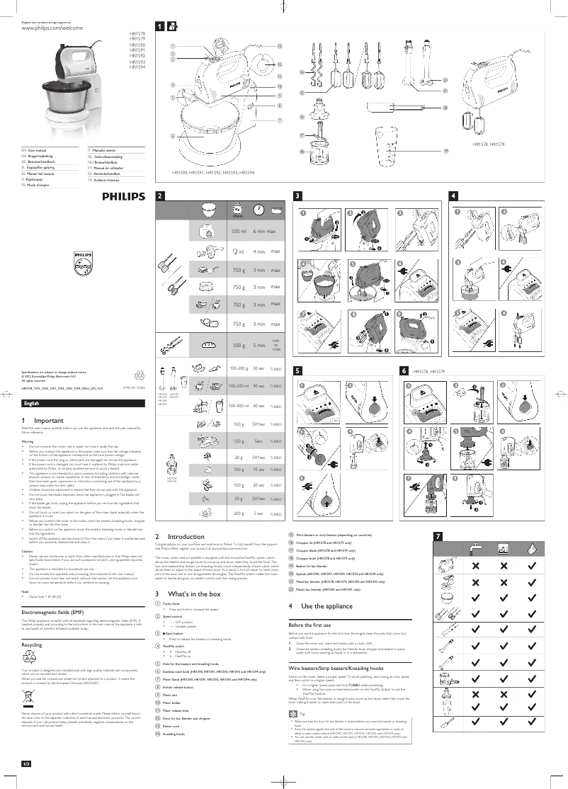 Image de la première page du manuel de l'appareil HR1592