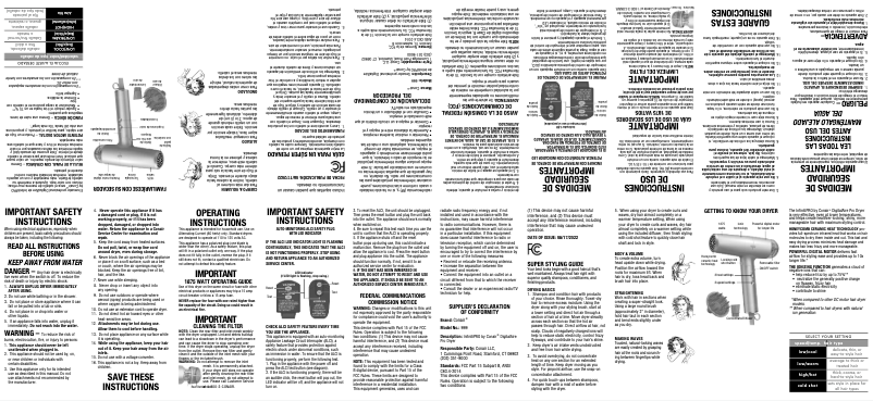 Page 1 de la notice Manuel utilisateur Conair 999N