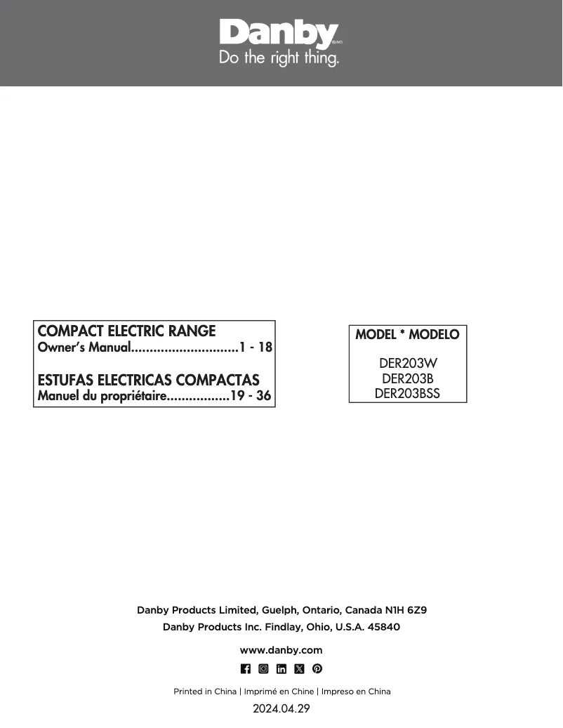 Image de la première page du manuel de l'appareil DER203W