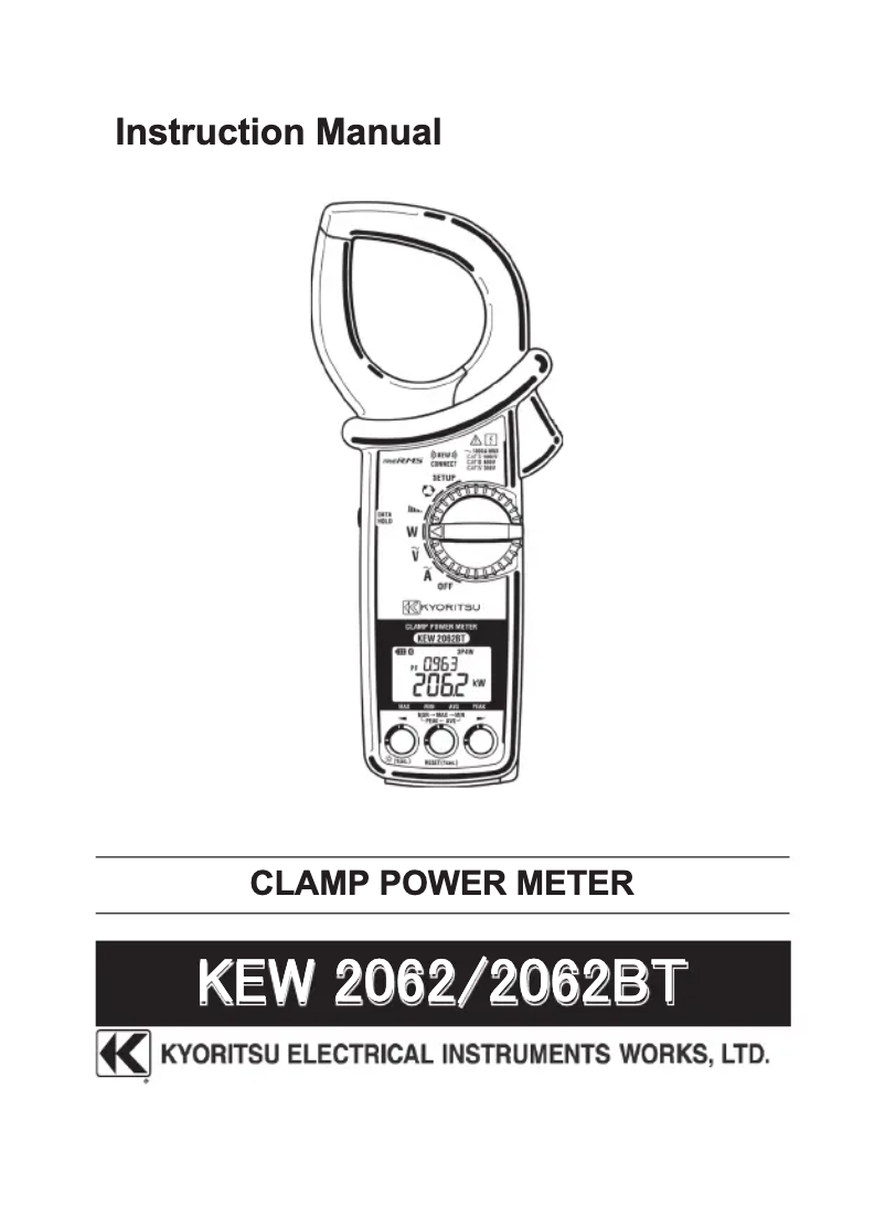 Page 1 de la notice Manuel utilisateur Kyoritsu KEW 2062BT
