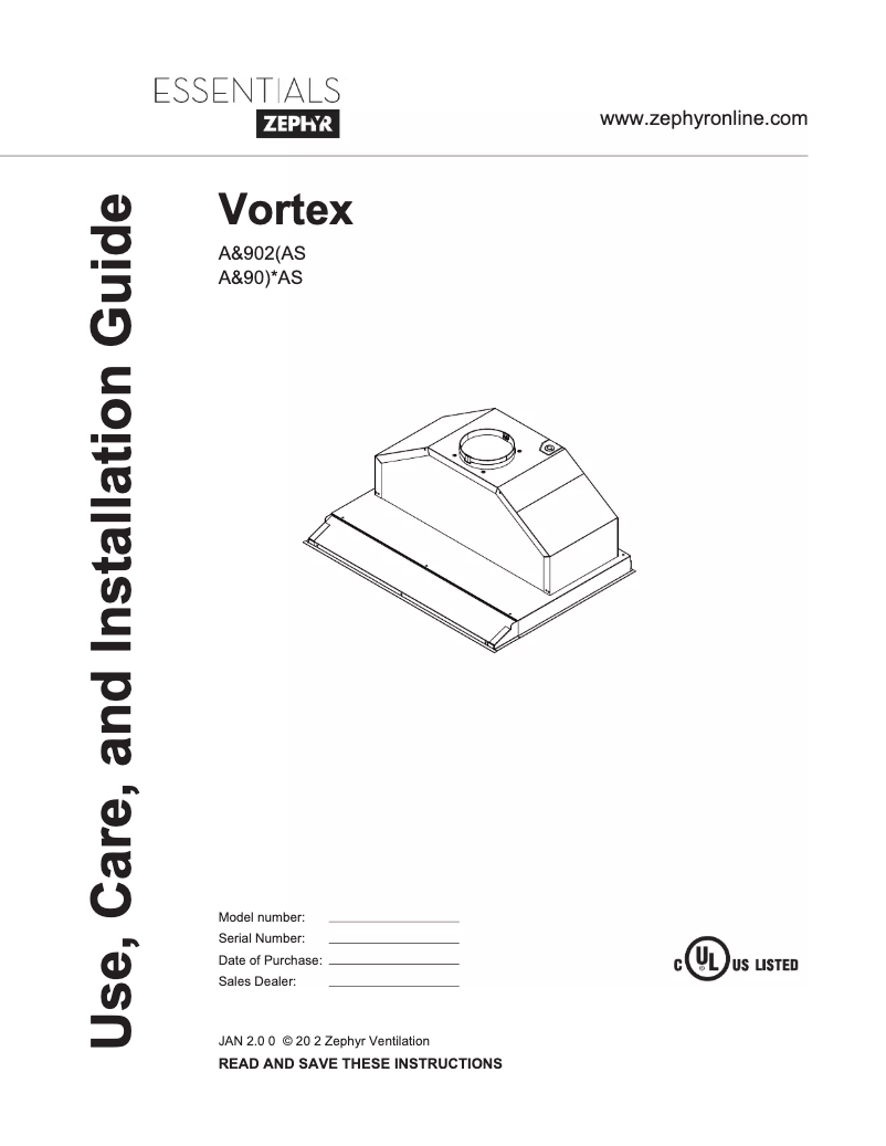 Página 1 del manual Manual de usuario Zephyr AK9034AS290
