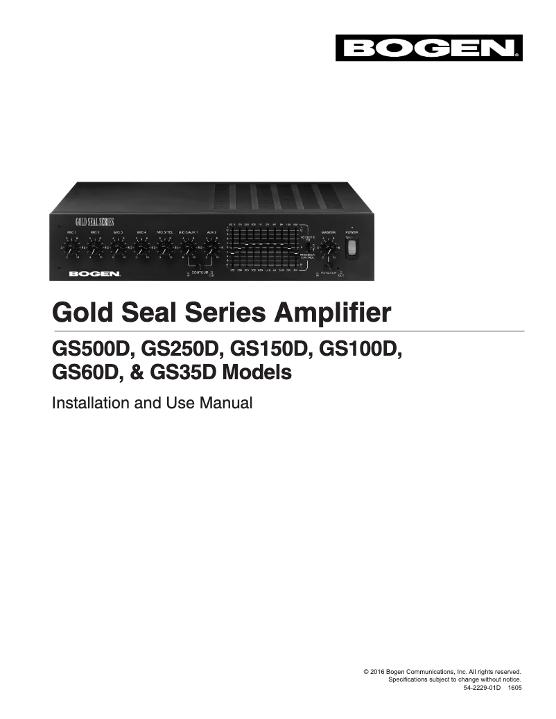 Image de la première page du manuel de l'appareil Gold Seal GS60D