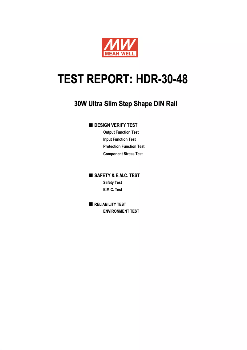 Page 1 de la notice Manuel utilisateur Mean Well HDR-30-48