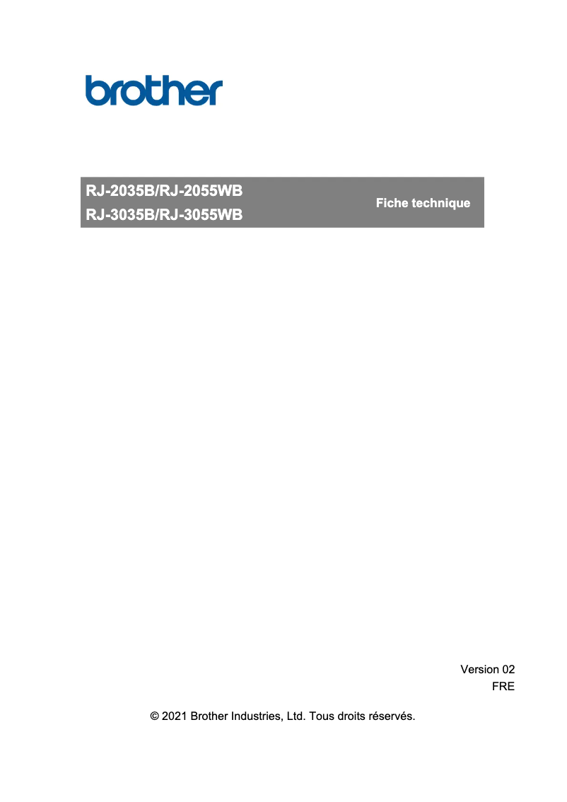 Page 1 de la notice Fiche technique Brother RJ-3035B