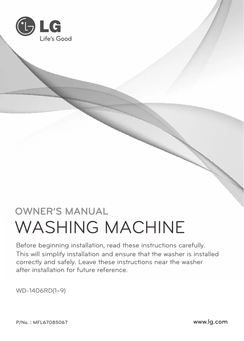 Page 1 de la notice Manuel utilisateur LG WD-1406RD