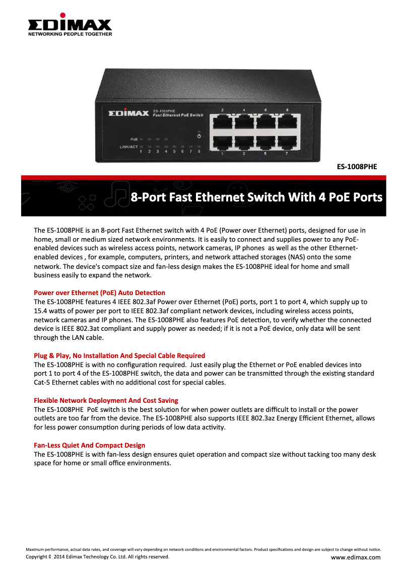 Image de la première page du manuel de l'appareil ES-1008PHE