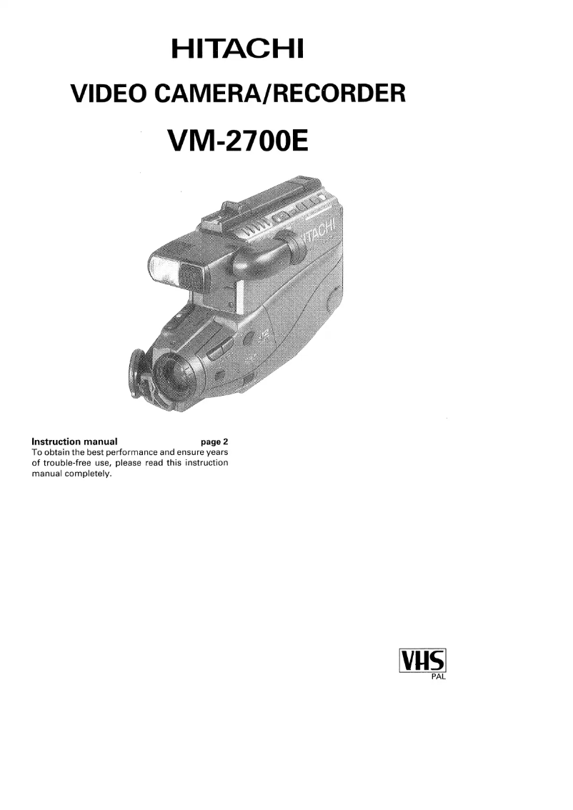 Page n°1 - Manuel utilisateur Hitachi VM-2700E