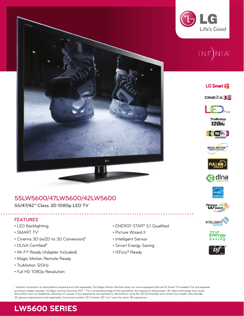 Página 1 del manual Ficha técnica LG 42LW5600