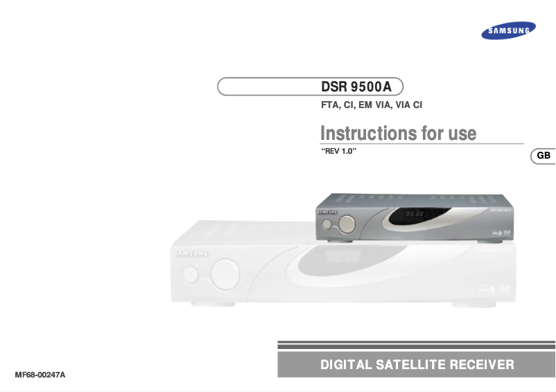 Image de la première page du manuel de l'appareil DSR 9500A