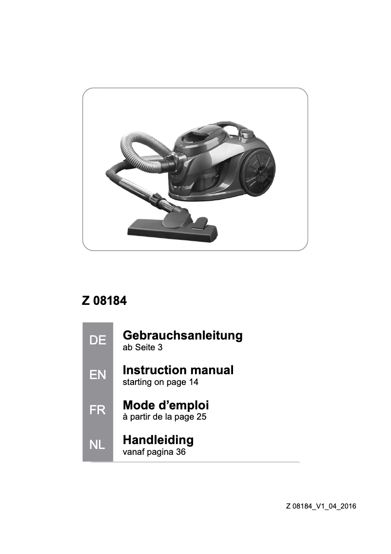 Imagen de la primera página del manual del dispositivo Z 08184