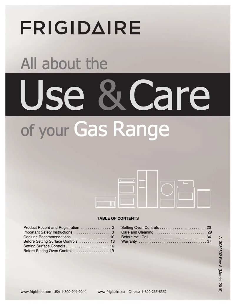 Page 1 de la notice Manuel d'utilisation et d'entretien Frigidaire FFGF3056TS
