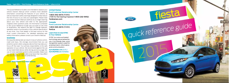 Image de la première page du manuel de l'appareil Fiesta (2015)