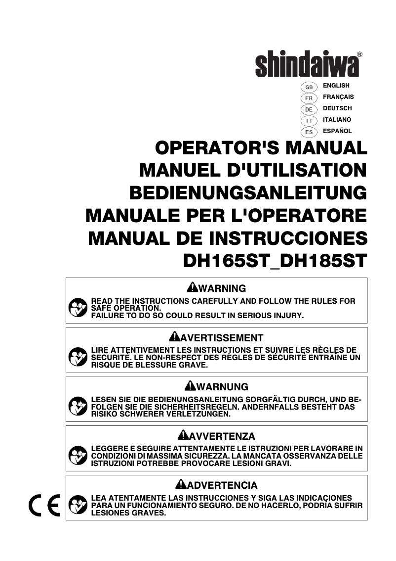 Image de la première page du manuel de l'appareil DH185ST