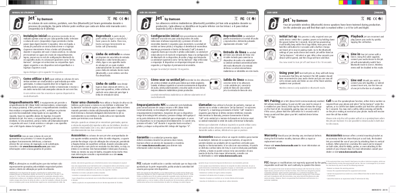 Page 1 de la notice Manuel utilisateur Damson Jet