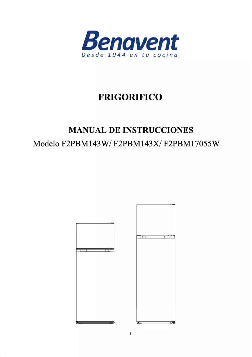 Page n°1 - Manuel utilisateur Benavent F2PBM17055W