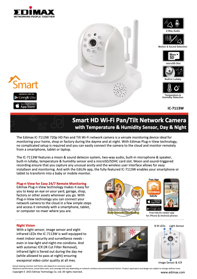 Page n°1 - Fiche technique Edimax IC-7113W
