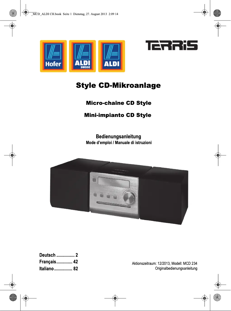 Page n°1 - Manuel utilisateur Terris MCD 234