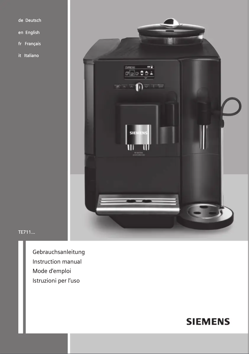 Page n°1 - Manuel utilisateur Siemens EQ.7 Plus aromaSense TE711509DE