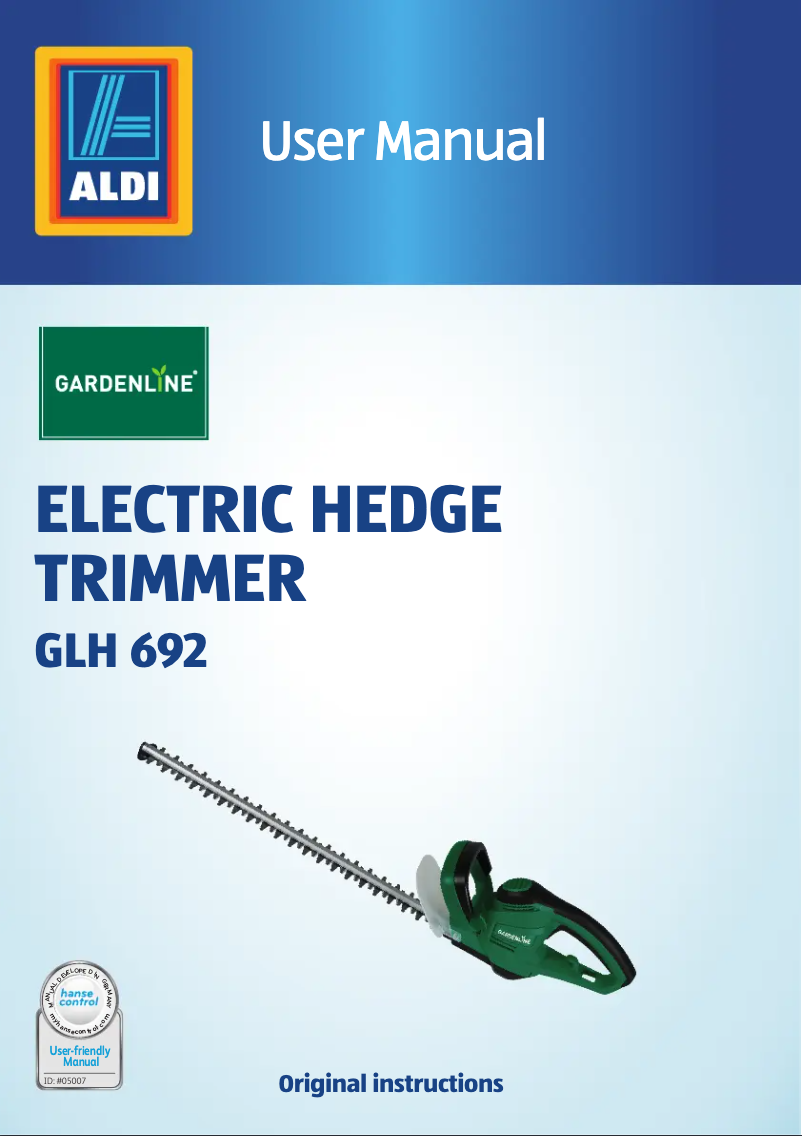 Page 1 de la notice Manuel utilisateur Gardenline GLH 692