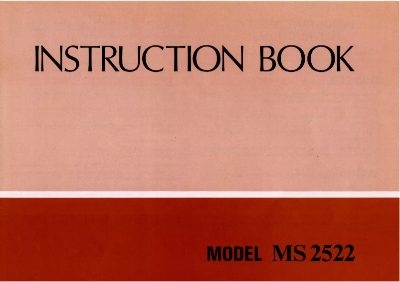 Page n°1 - Manuel utilisateur Janome MS2522