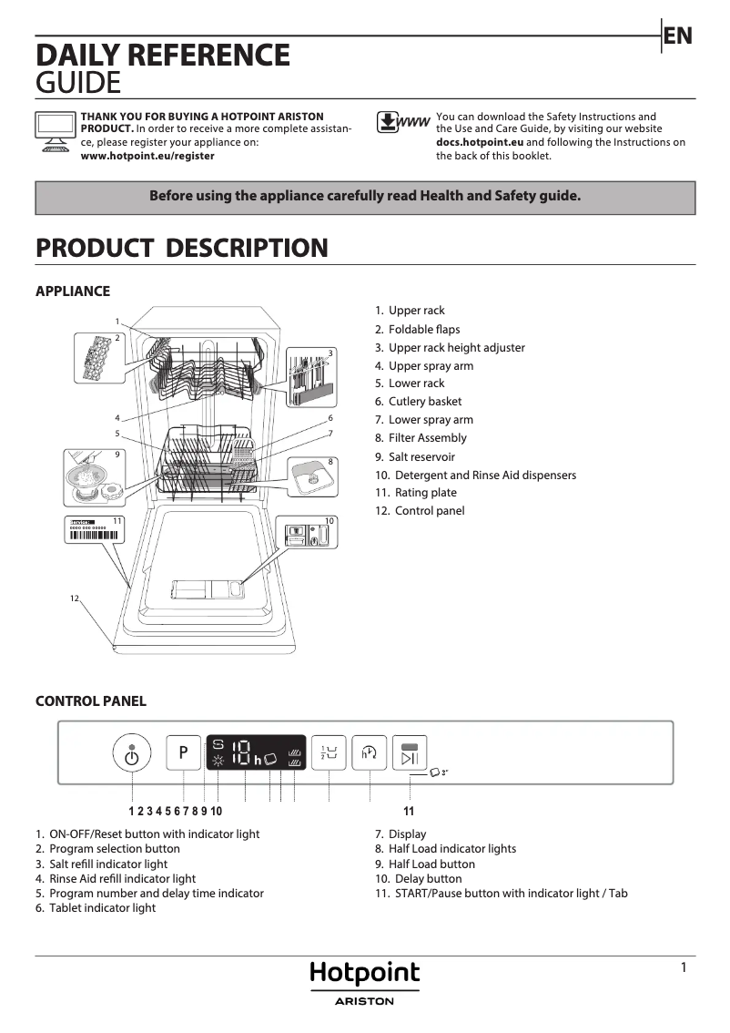 Page n°1 - Manuel utilisateur Hotpoint Ariston HSIC 3M19 C