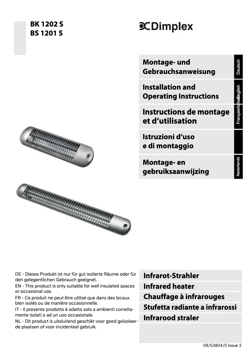 Page n°1 - Manuel utilisateur Dimplex BS 1201 S