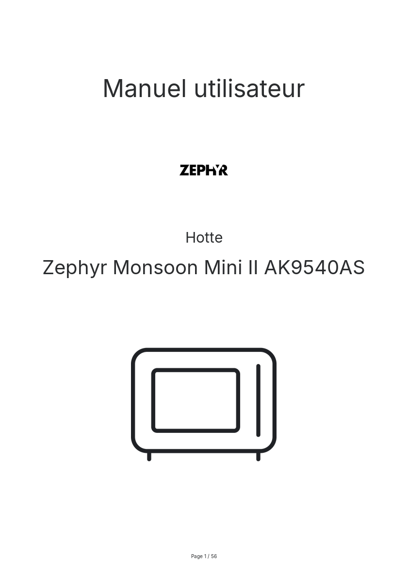 Page n°1 - Manuel utilisateur Zephyr Monsoon Mini II AK9540AS