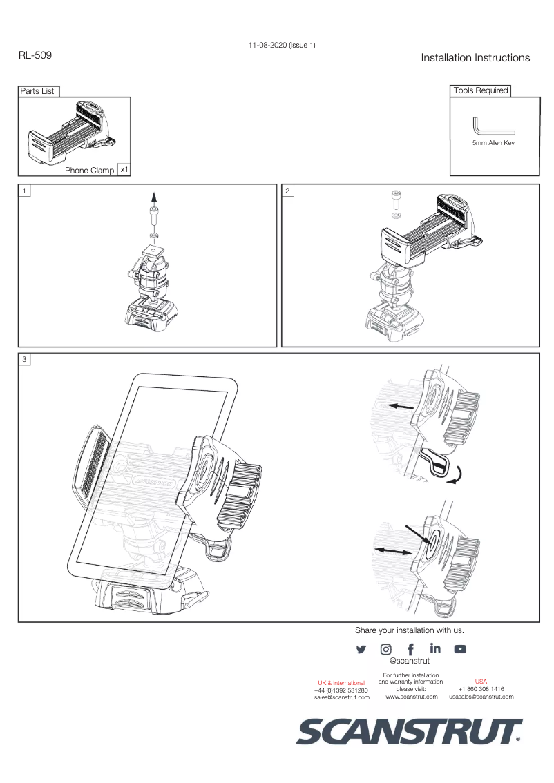 Page n°1 - Manuel utilisateur Scanstrut RLS-509-405