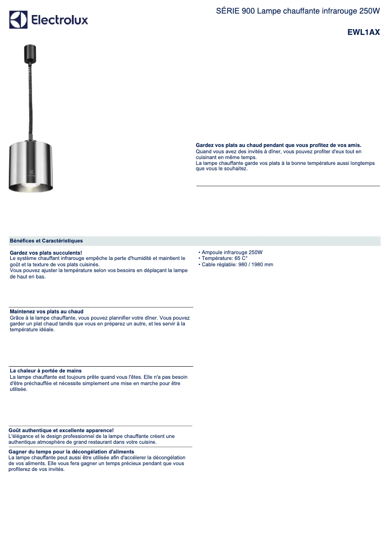 Página 1 del manual Ficha técnica Electrolux EWL1AX
