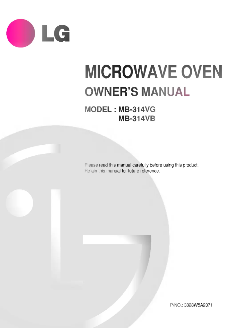 Page 1 de la notice Manuel utilisateur LG MB-314V