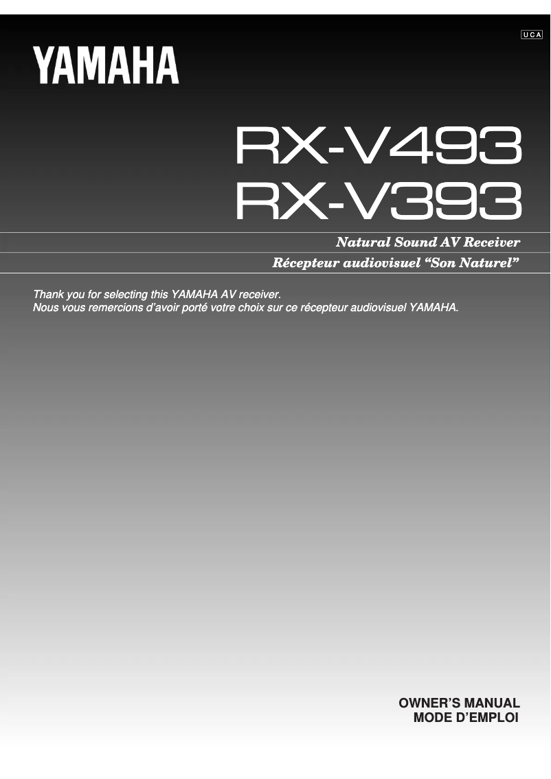 Page 1 de la notice Manuel utilisateur Yamaha RX-V393