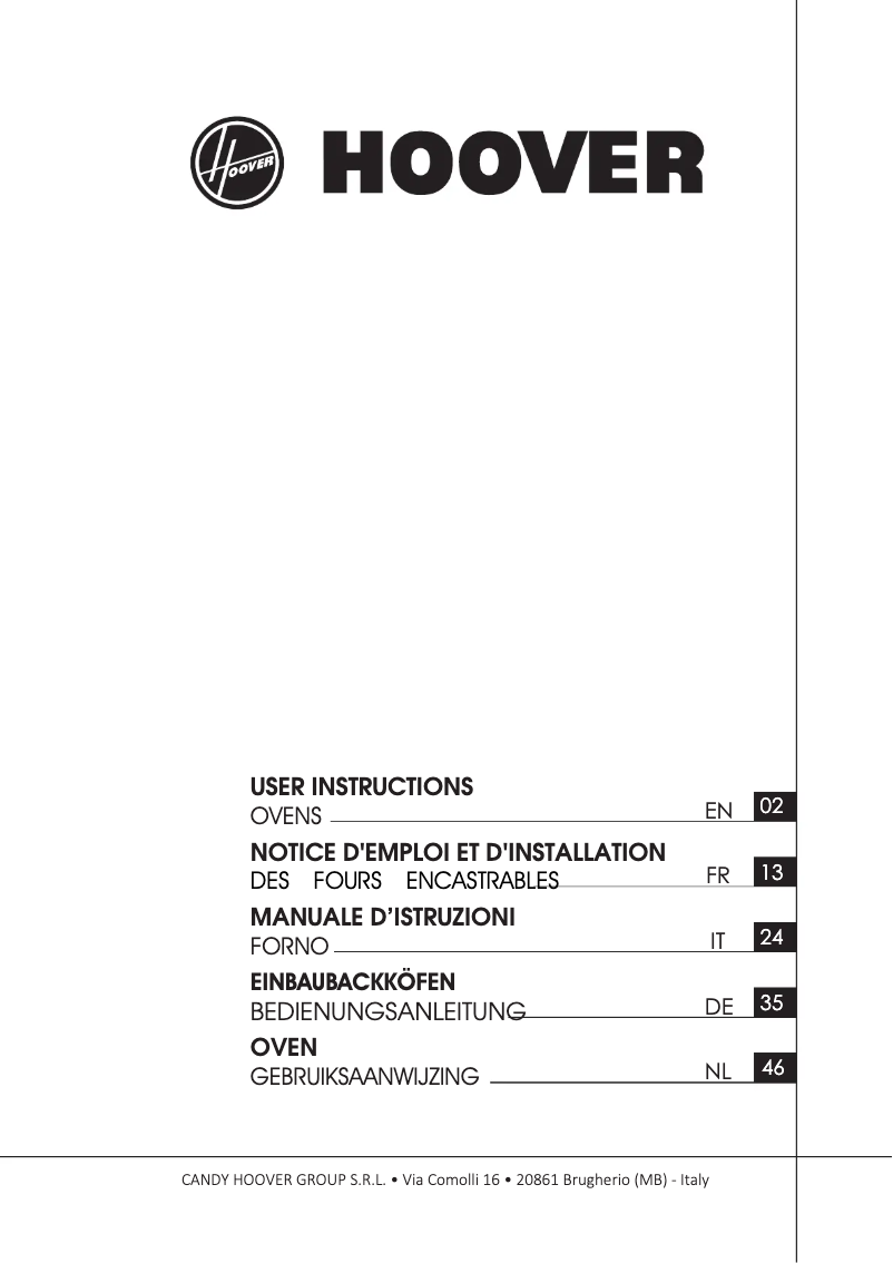 Page 1 de la notice Manuel utilisateur Hoover HOC3T3378B WIFI